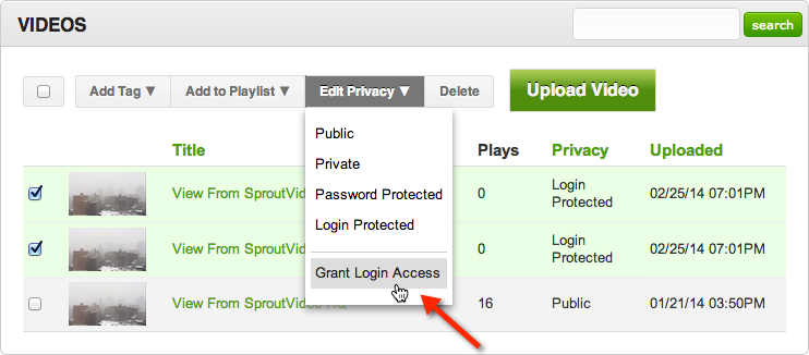 Manage logins for videos hosted on SproutVideo