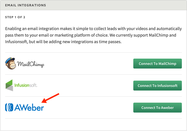 New video marketing integration with Aweber